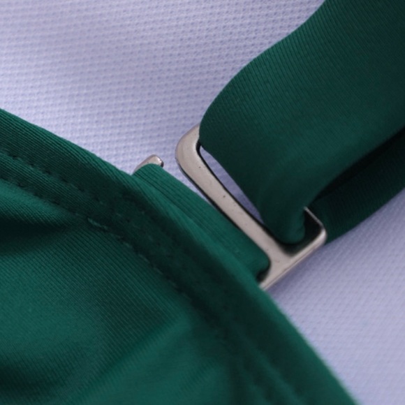 Green Lattice Plunge One Piece Swimsuit - Picture 6 of 9